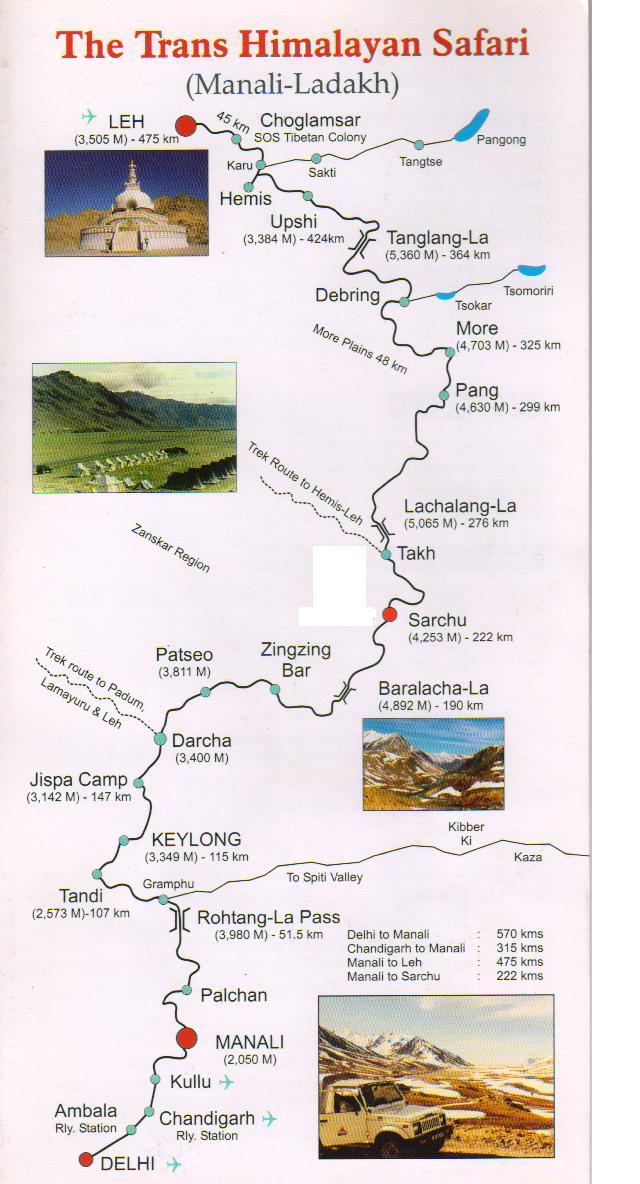 Manali to Leh route map – Manali Leh highway map by Travel Himalayas